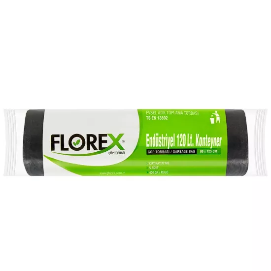 FLOREX ÇÖP POŞETİ END,KONTEYNER SİYAH 120lt 90cm*125cm