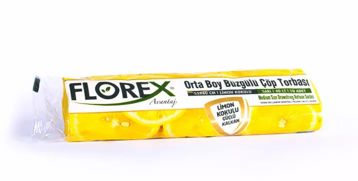 FLOREX ÇÖP TORBASI STANDART LİMON KOKULU ORTA BÜZGÜLÜ 55cm*60cm