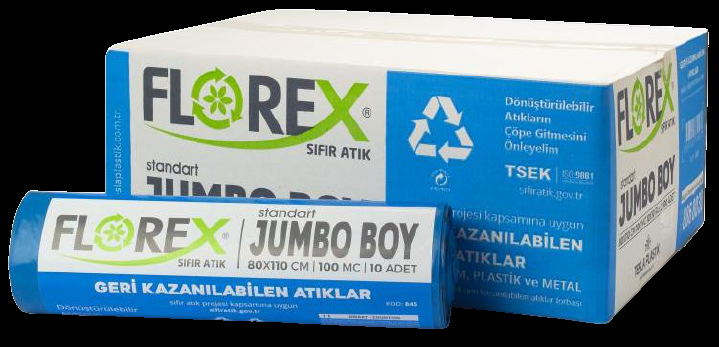 FLOREX SIFIR ATIK JUMBO BOY MAVİ’GERİ KAZANILABİLEN ATIKLAR’BASKILI  80cm*110cm