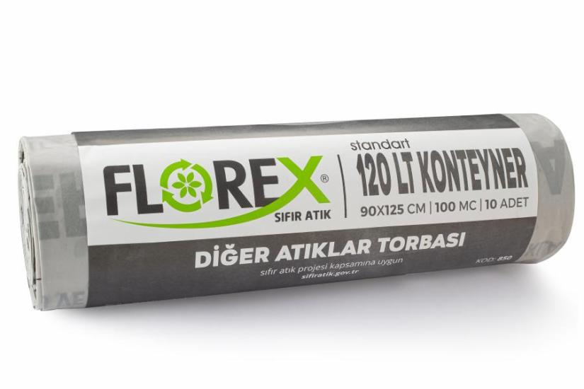 FLOREX SIFIR ATİK 120LT KONTEYNER GRİ ‘DİĞER ATIKLAR’BASKILI 90cm*125cm