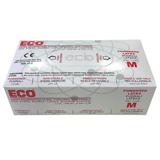 ECO NON STERİL LATEKS PUDRALI MUAYENE ELDİVENİ MEDIUM (M)